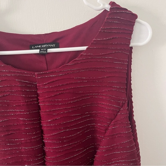 Lane Bryant Burgundy A-Line Midi Dress Crewneck 10/12 - Picture 5 of 13